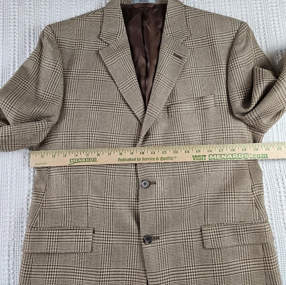 Lauren‎ Ralph Lauren Classic Brown Silk Wool Houndstooth Men's Blazer Size 42R
